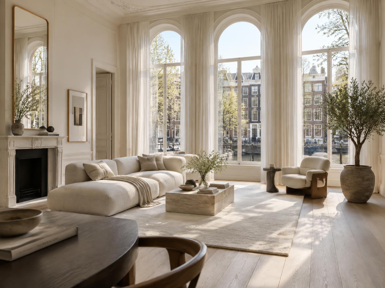 Licht en luxueus Amsterdams grachtenpand interieur